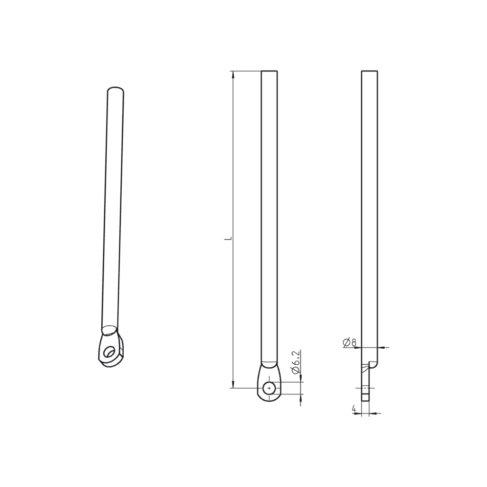 Round rod, steel, L=400