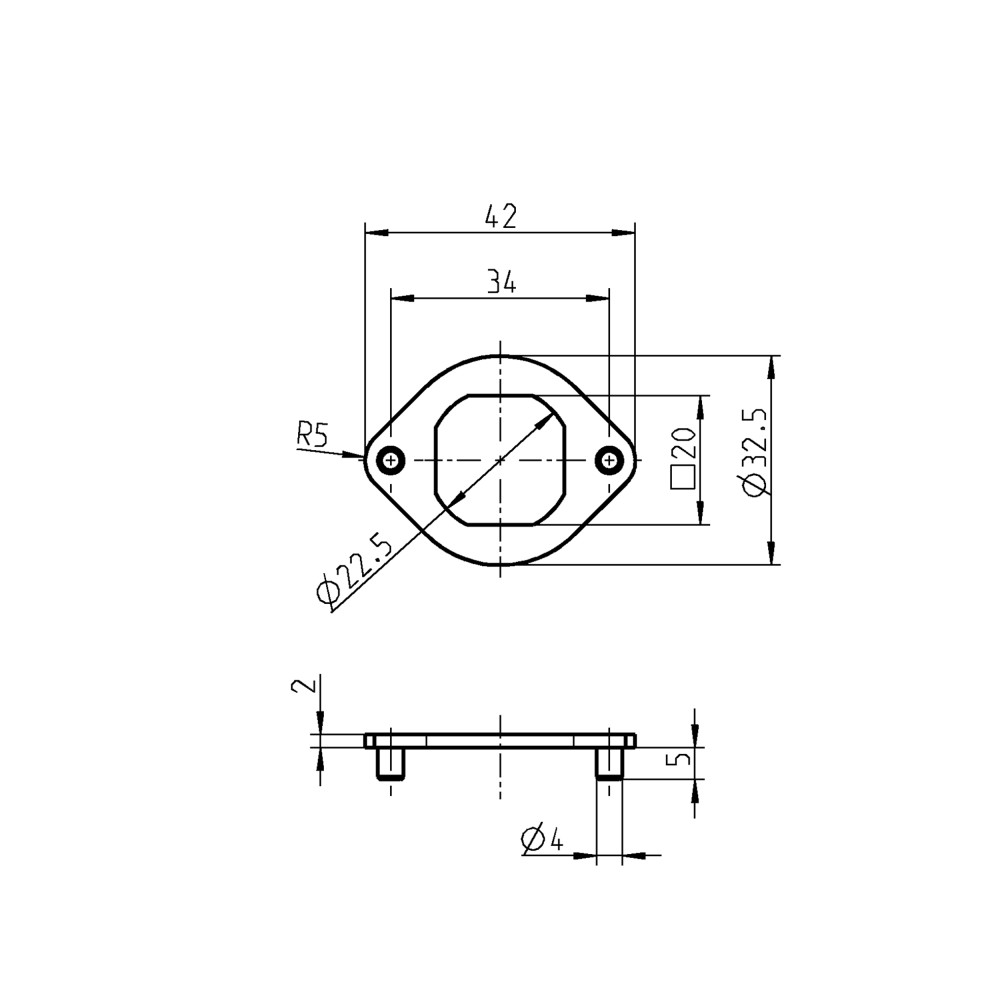 Anti-rotation device, die-cast zinc, offset=-2
