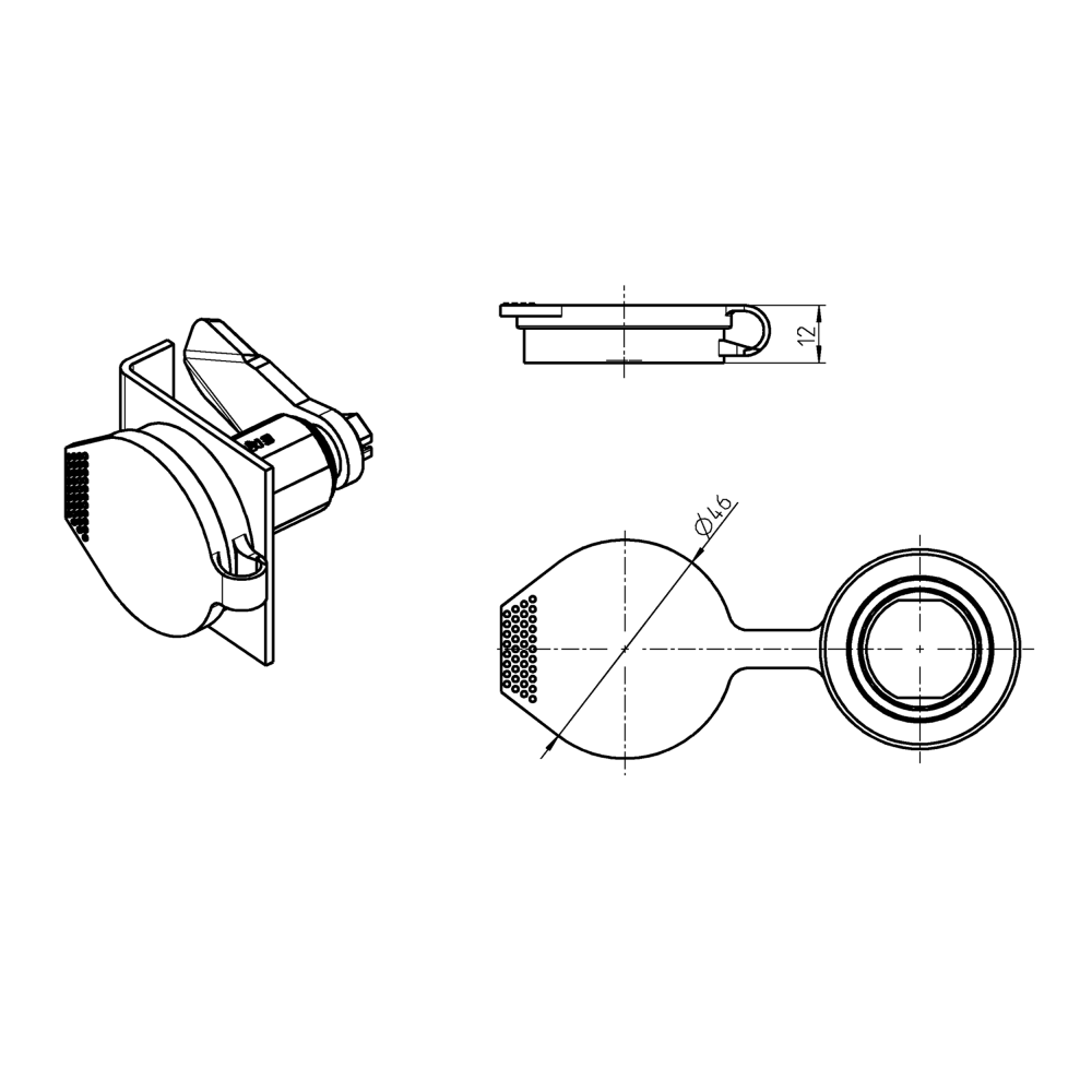 Dust cap, TPE, H=12, offset=-2