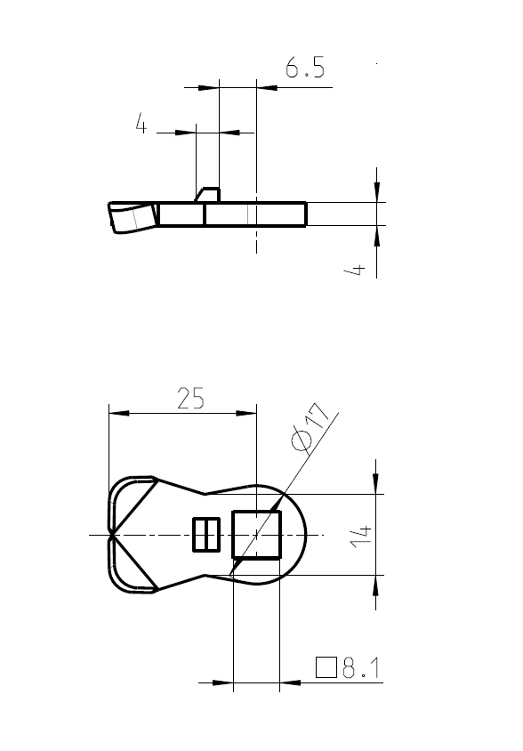 Cam, standard, steel, L=25, B=19, offset height=0 mm
