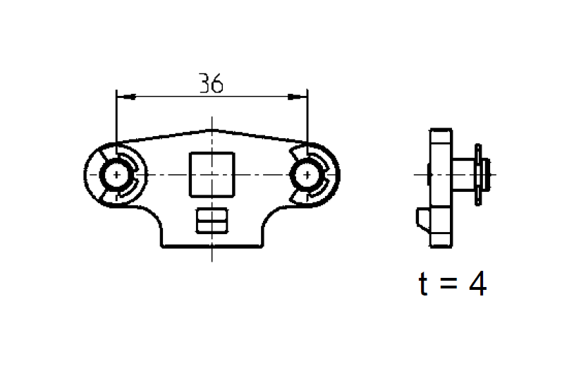 Cam, rod control, steel, L=, B=, offset height= mm.