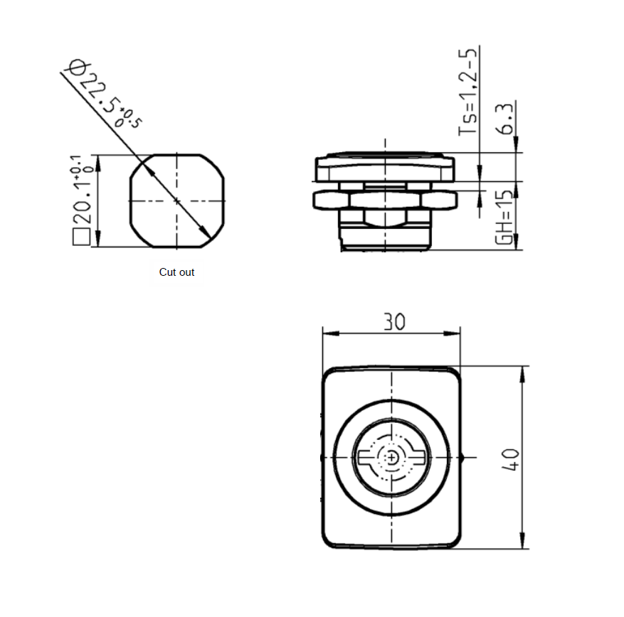 Housing, standard, glass fiber reinforced polyamide, B=40, GH=15, plate thickness=1,2-5 mm