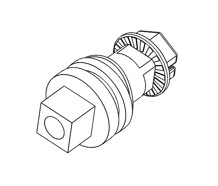 Insert, square 8 with m6 thread, die-cast zinc, chrome plated