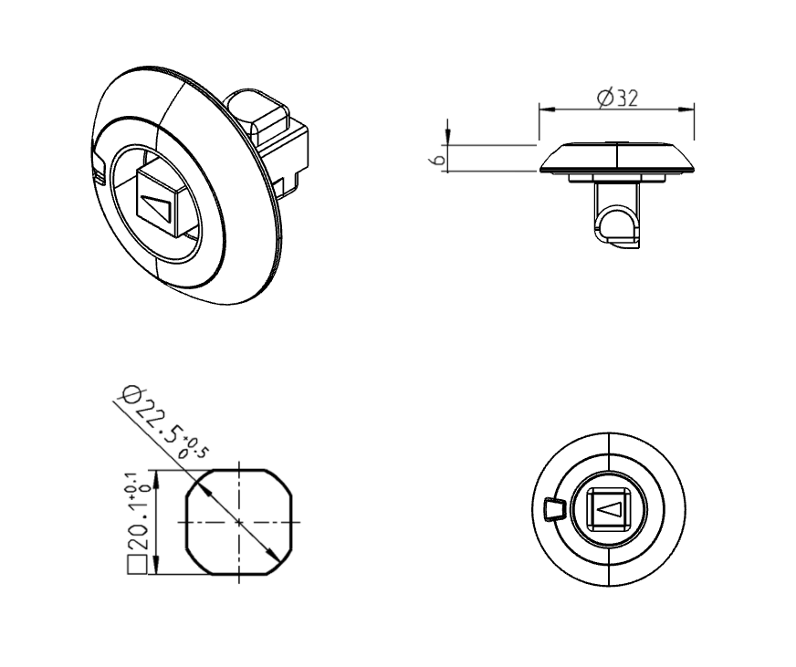 Insert for quick mounting, glass fiber reinforced polyamide, series 1000, class IP69K