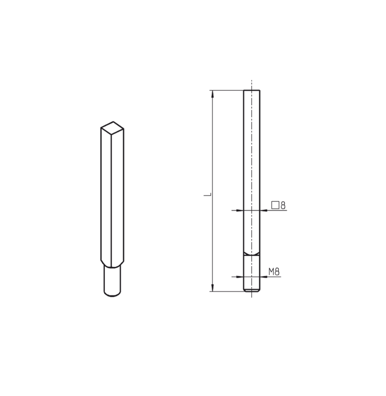 Square rod, steel, universal, L=1200, M8