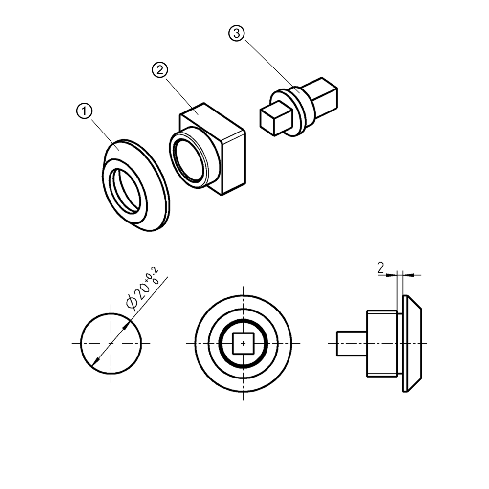 Insert, DIN 5, die-cast zinc, weld-on
