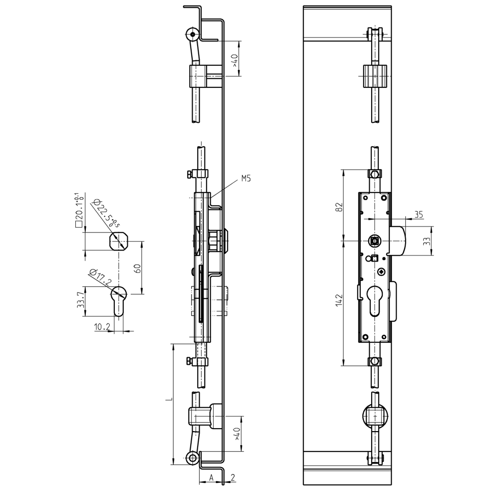 Mounting plate, steel, screw-on, right version, A-measure=26