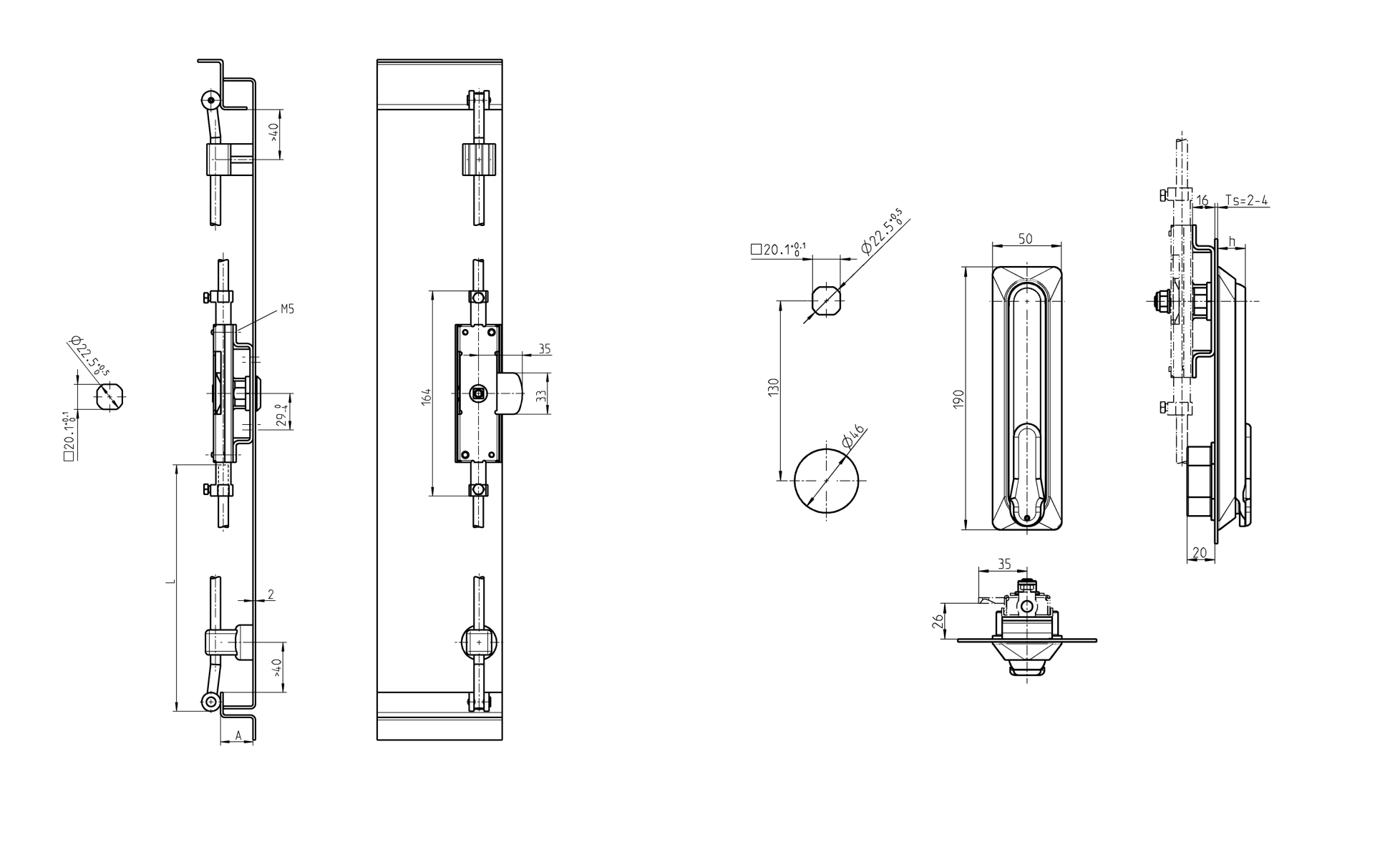 Mounting plate, steel, screw-on, A-measure=26