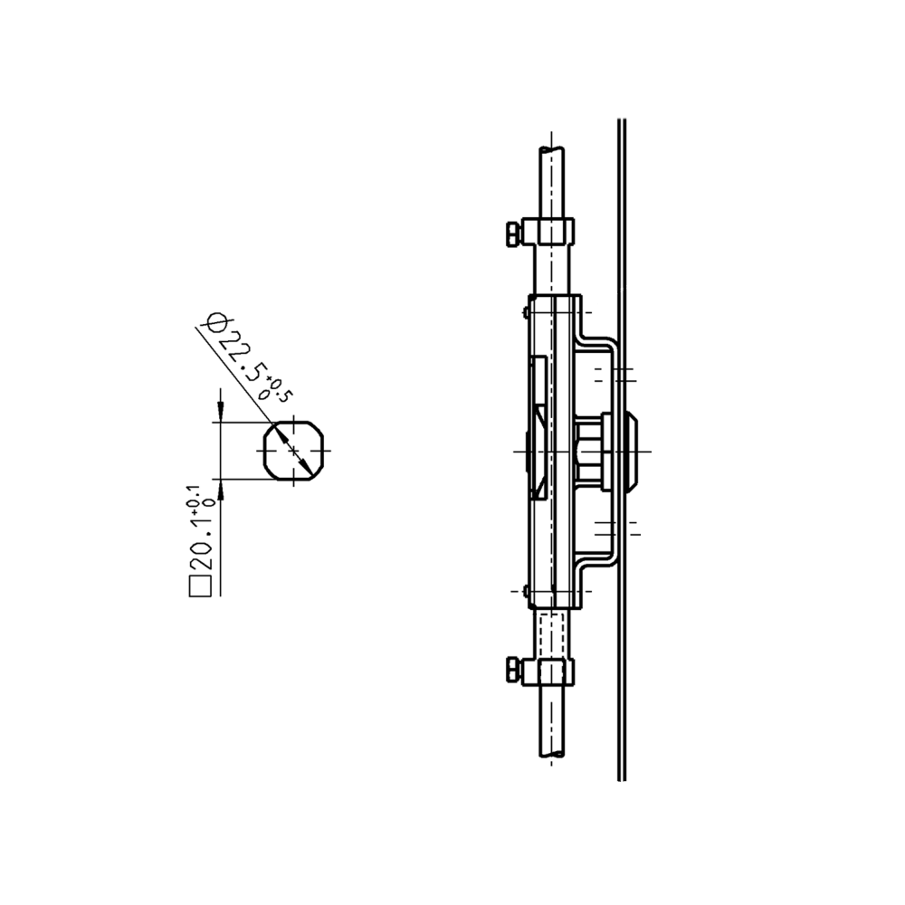 Key guide for rod lock, die-cast zinc, screw-on, D=28, A-dimension=26