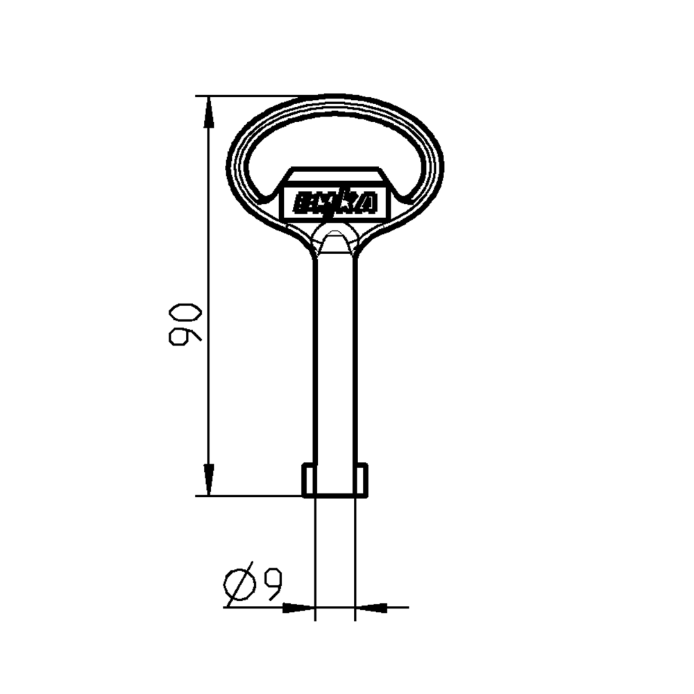 Key, die-cast zinc, double bit 3, L=90