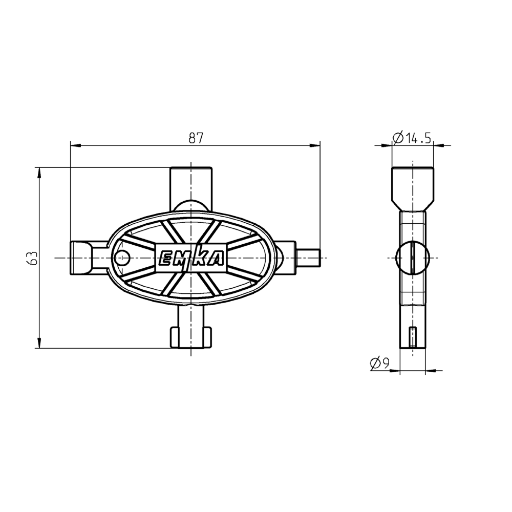 Key, glass fiber reinforced polyamide, universal, L=63