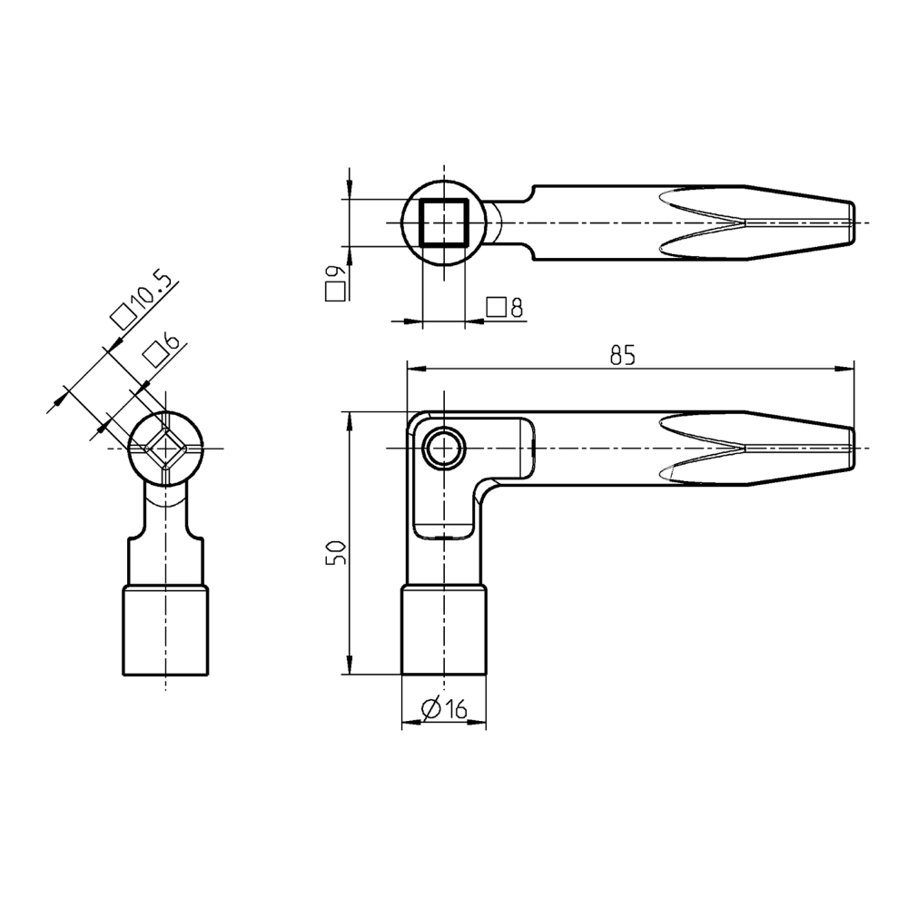 Key, die-cast zinc, train standard, L=50