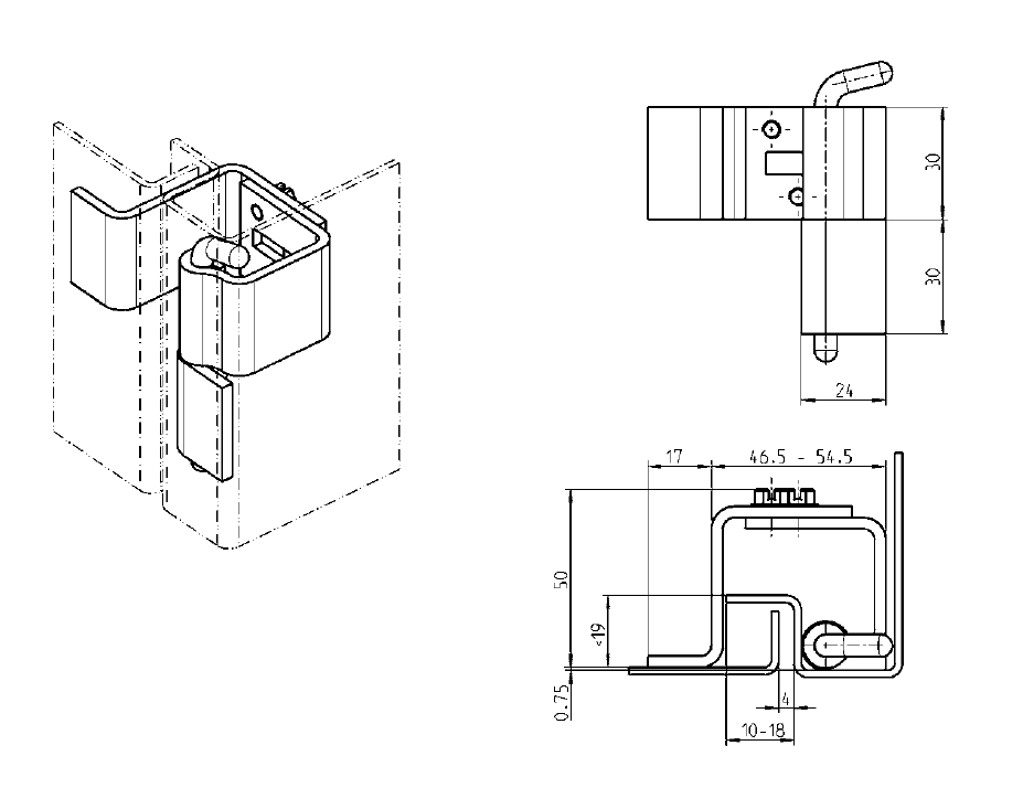 Cabinet Hinge, stainless steel, prominent door - concealed, loose pin, L=60, B=71,5, H=50