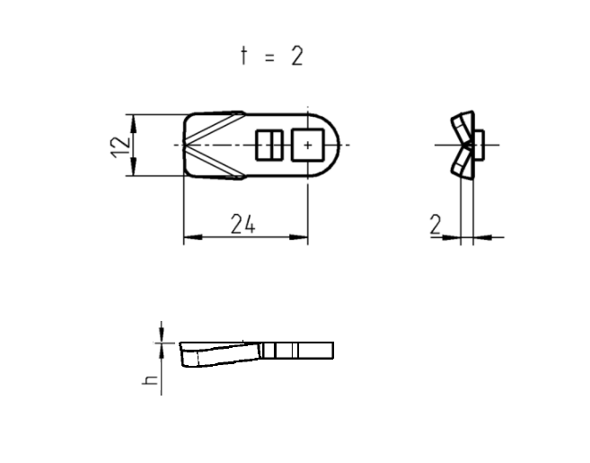 Cam, standard, steel, L=24, B=12, offset height=0 mm