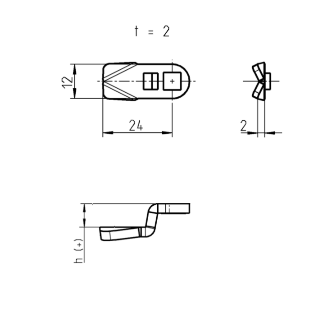 Cam, standard, steel, L=24, B=12, offset height=6 mm