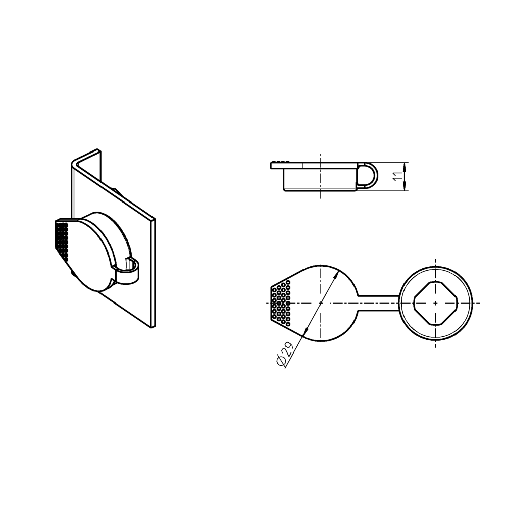 Dust cap, polypropylene, H=11, offset=-2