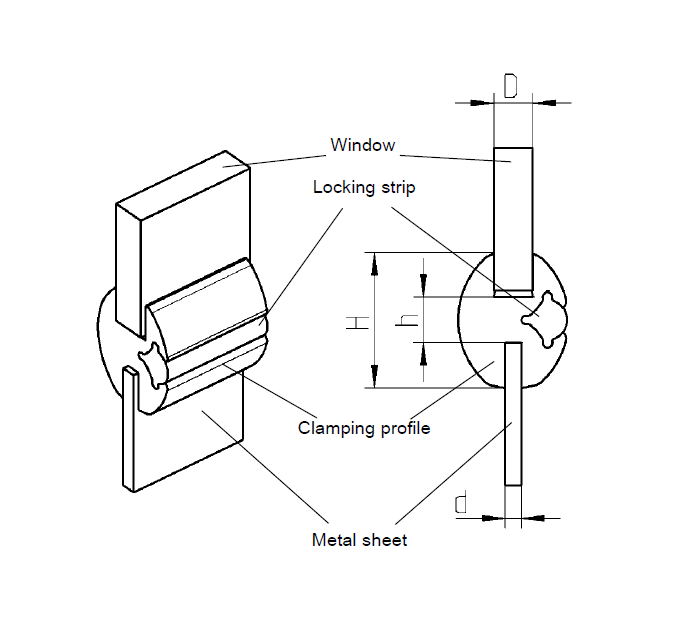 Glazing profile, black epdm, mounting height=5, glazing thickness=5, H=17