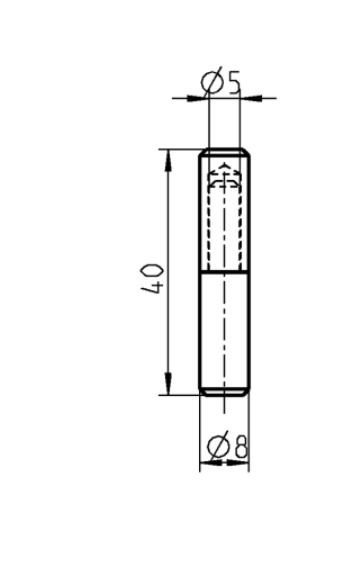 Weld hinge, stainless steel, cylindrical, w/o grease nipple, L=40, B=