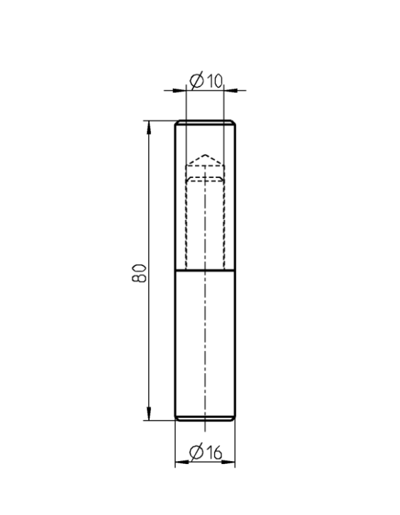 Weld hinge, stainless steel, cylindrical, w/o grease nipple, L=80, B=