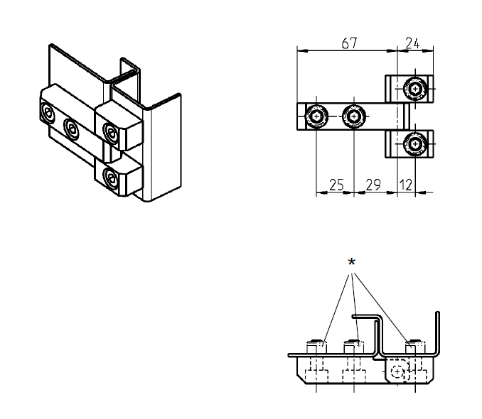 Cabinet Hinge, steel, prominent door - visible, fixed pin, L=55, B=91, H=18