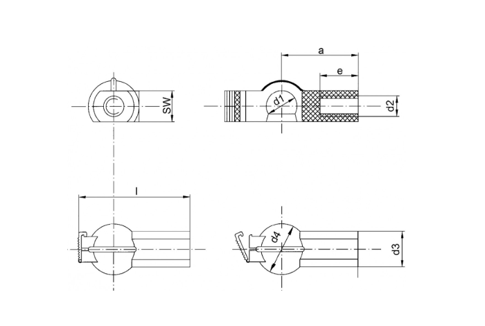 End Fitting, ball socket, polyamide, M6, L = 25 mm