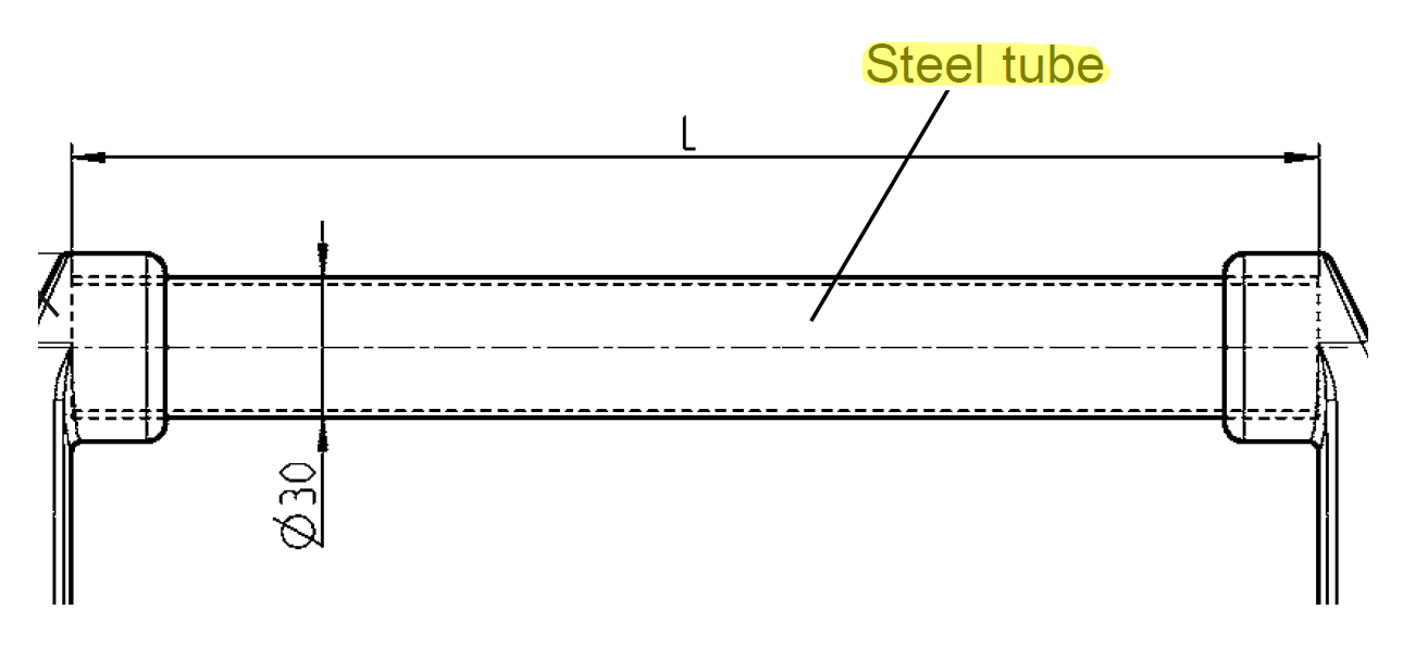Steel Tube, plastic coated, L=666 mm and D= 30 mm