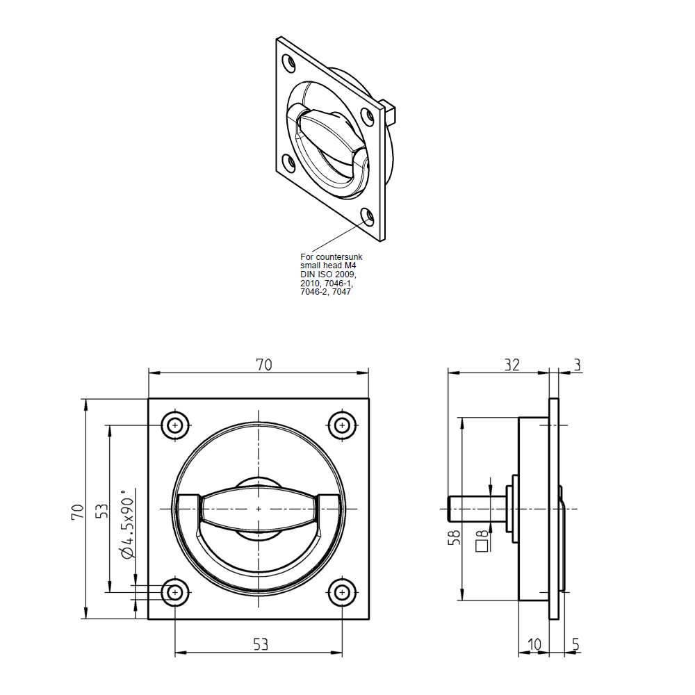 Ring handle, die-cast zinc, weld-on, A-measure=20 and 26