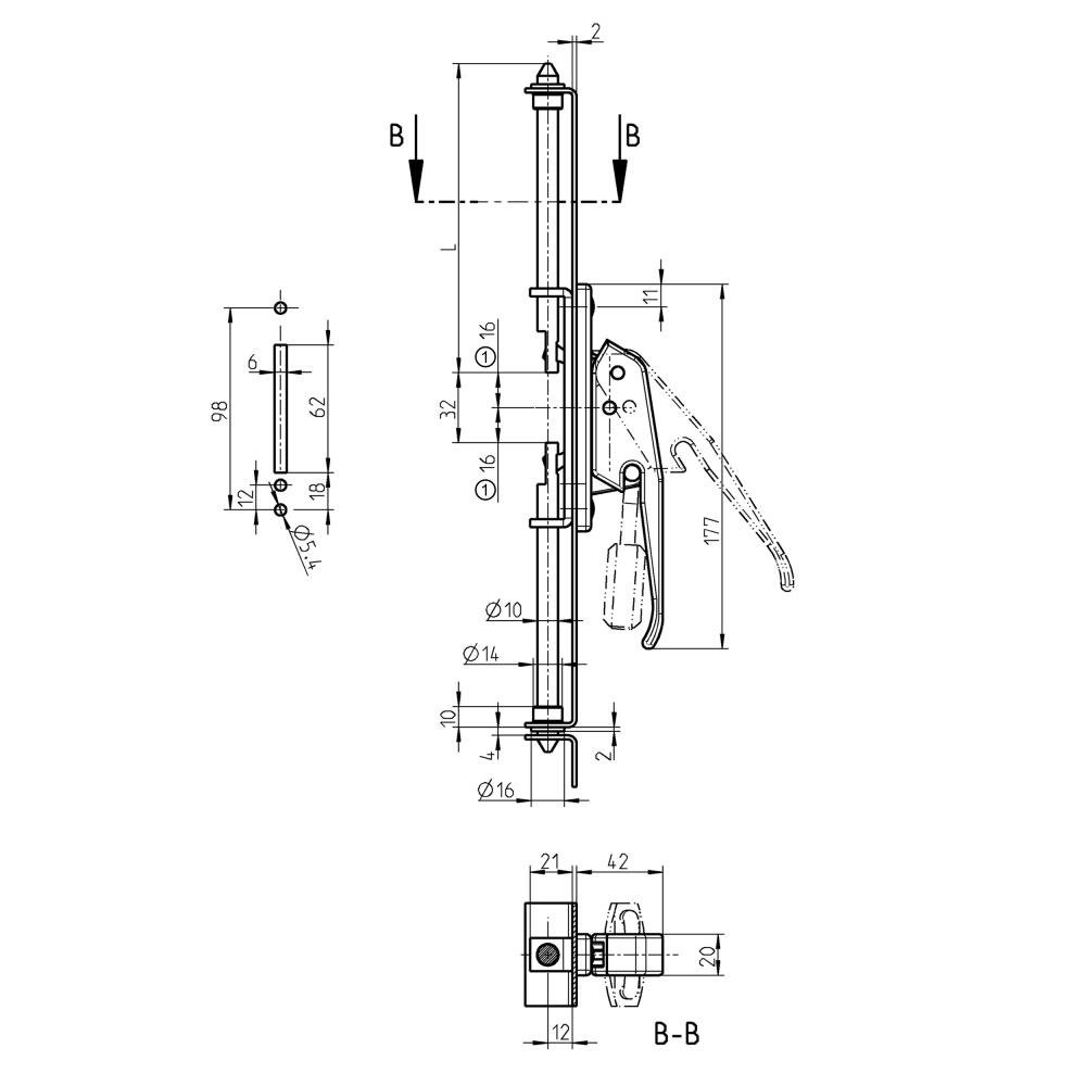 Round rod, steel, screw-on, L=1100, D=10
