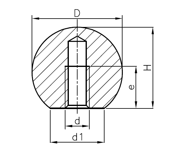 Ball knob, duroplast, female thread M4, D=16mm, H=15mm