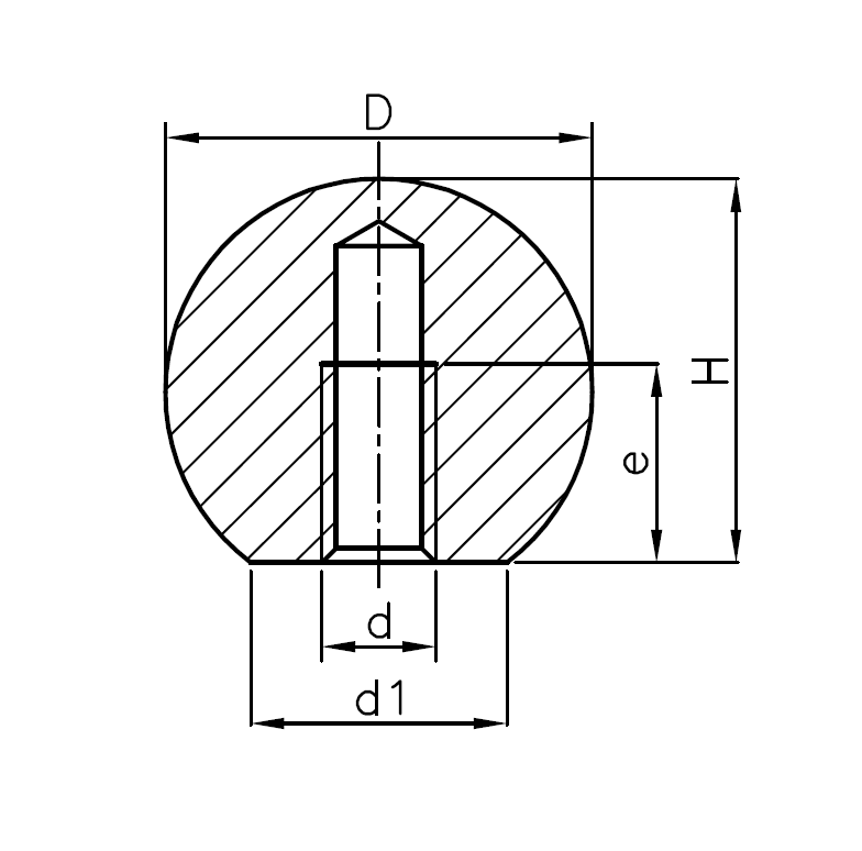 Ball knob, duroplast, female thread M5, D=20mm, H=18mm