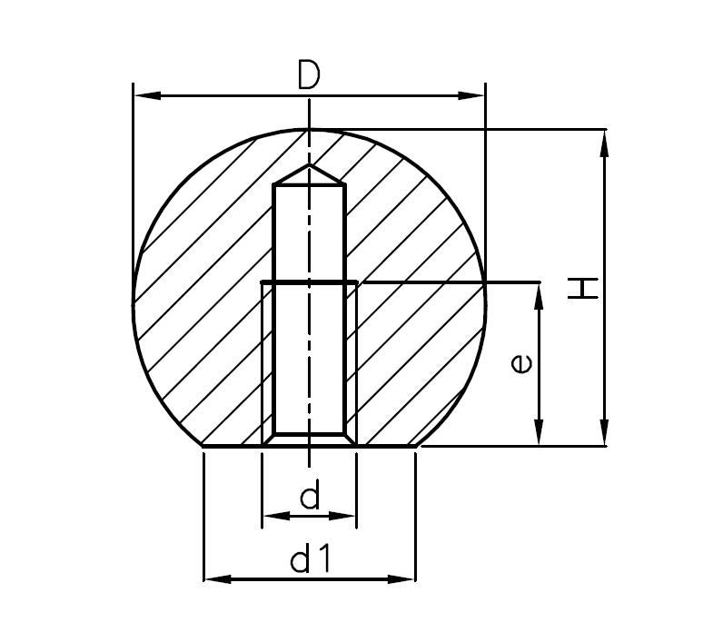 Ball knobs, duroplast, female thread M10, D=35mm, H=32mm