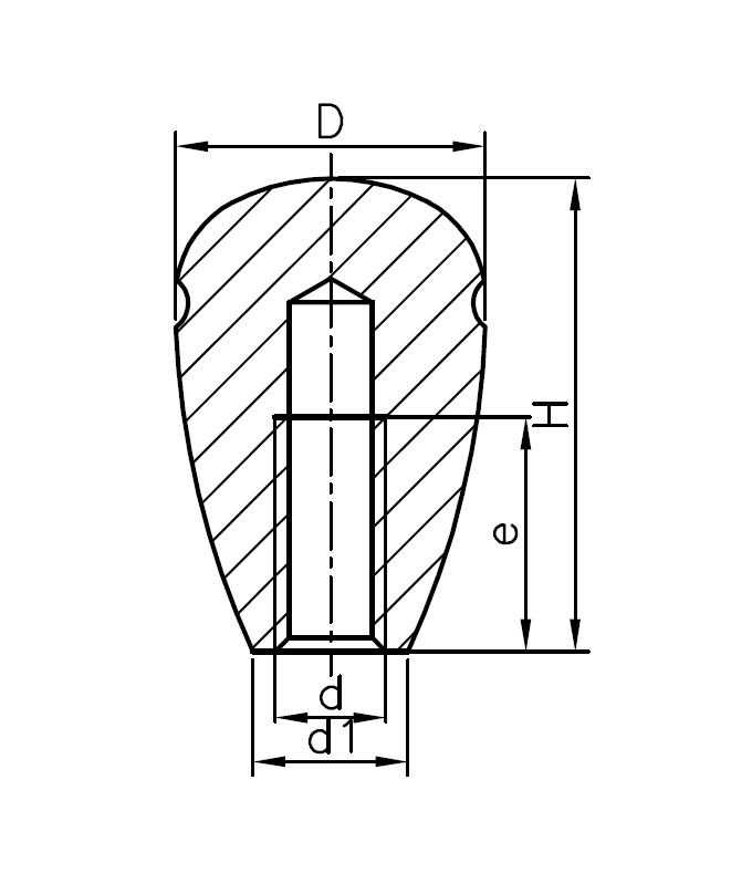 Conical knob, duroplast, female thread M10, D=35mm, H=51mm