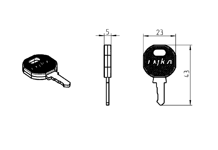 key, nickel silver, keyed different, L=43