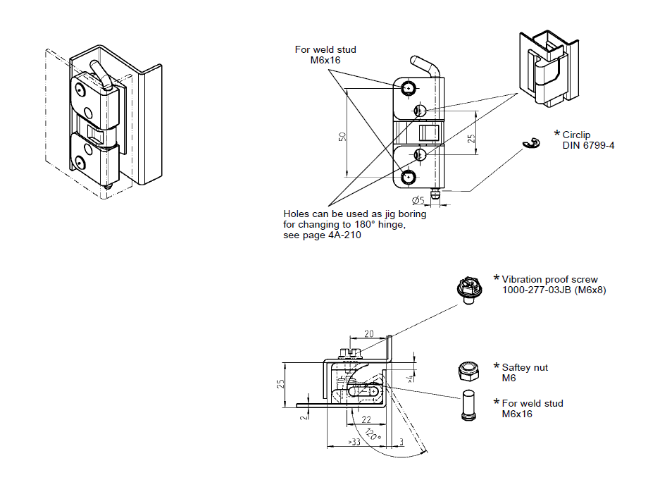 Cabinet Hinge, die-cast zinc, flush door - concealed, loose pin, L=63, B=29, H=25