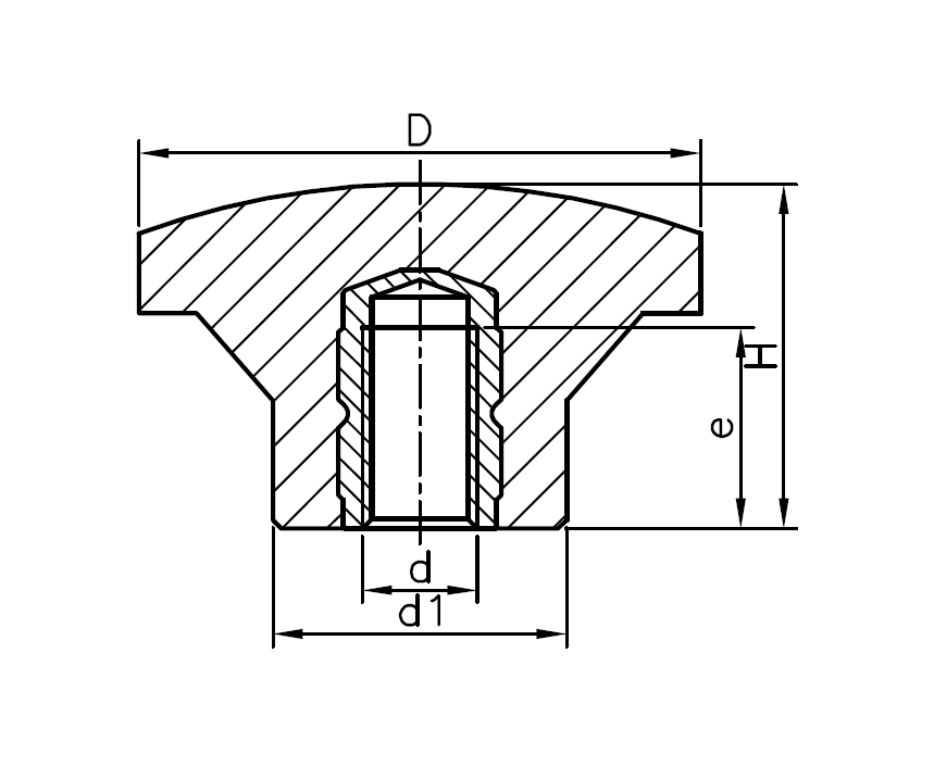 Star Knob, duroplast, female thread M8, D=44 mm, H=27mm