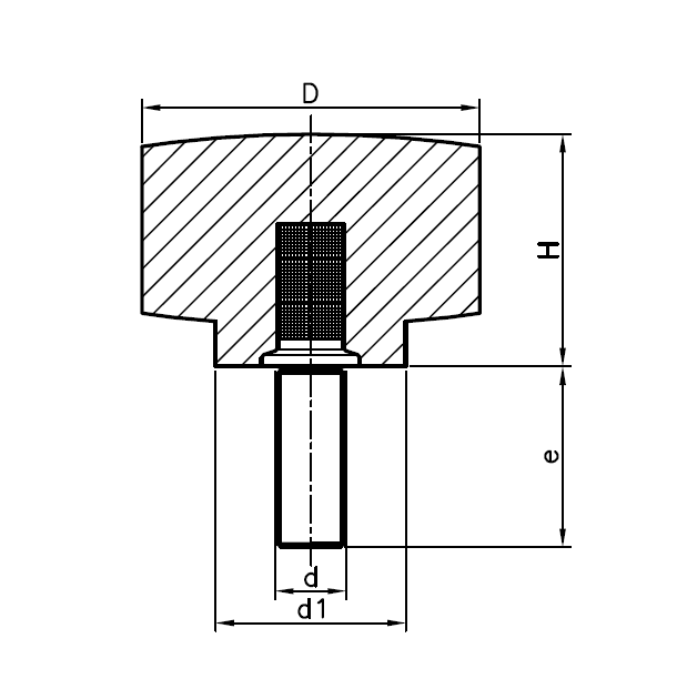 Star knob, duroplast, male thread M6, D=25 mm, H=19mm