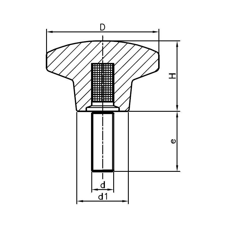 Star knob, duroplast, male thread M5, D=20 mm, H=14mm