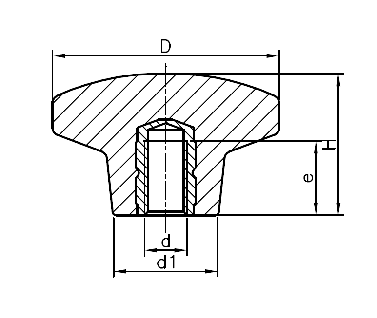 Star knob, duroplast, female thread M12, D=63 mm, H=38mm