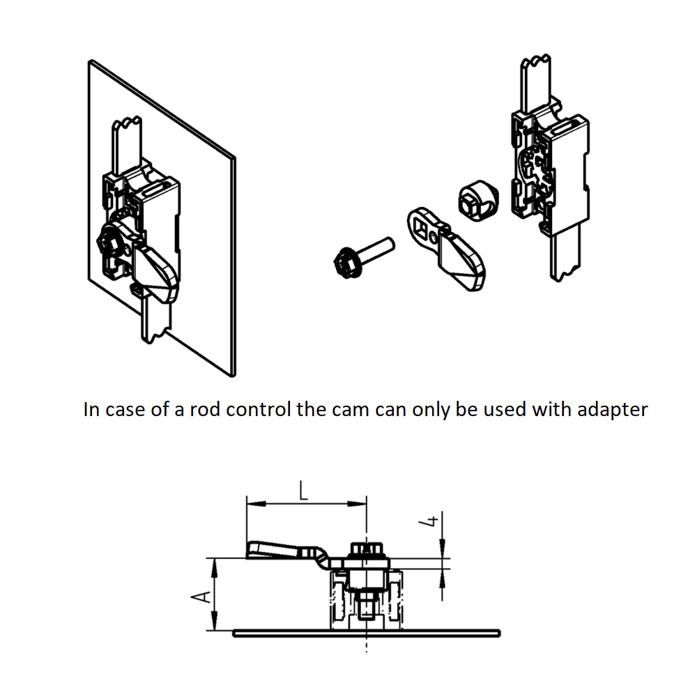 Adapter for cam, die-cast zinc