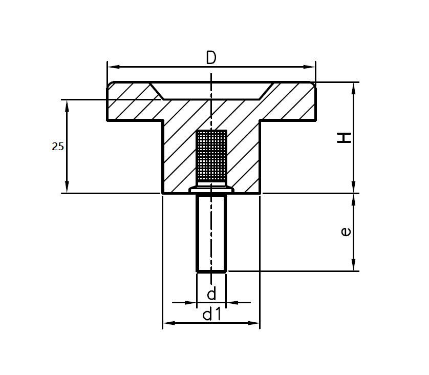 Star knob, duroplast, male thread M10, D=45 mm, H=28mm