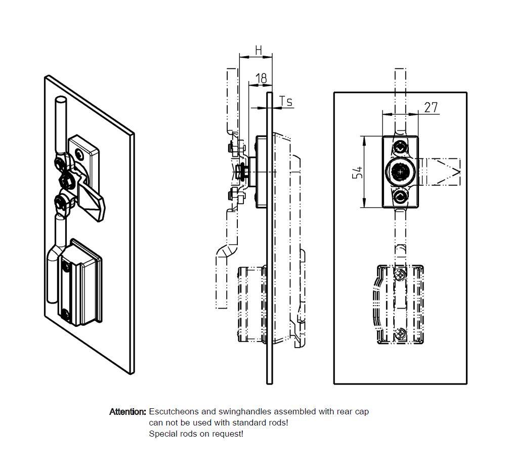 Bearing bush, glass fiber reinforced polyamide, without rest, L=54, B=27, H=18, Plate thickness=1-1