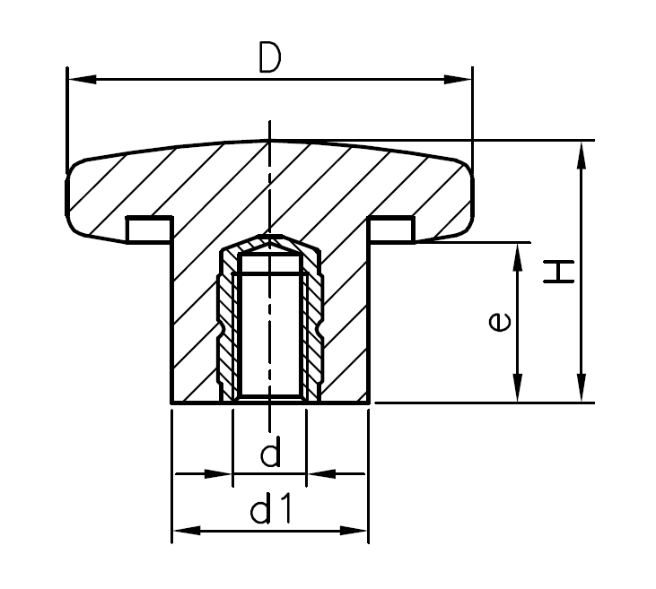 Star Knob, duroplast, female thread M4, D=20 mm, H=13mm