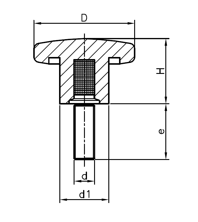 Star Knob, duroplast, male thread M6, D=32 mm, H=20mm