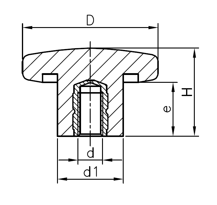 Star Knob, duroplast, female thread M8, D=40 mm, H=25mm
