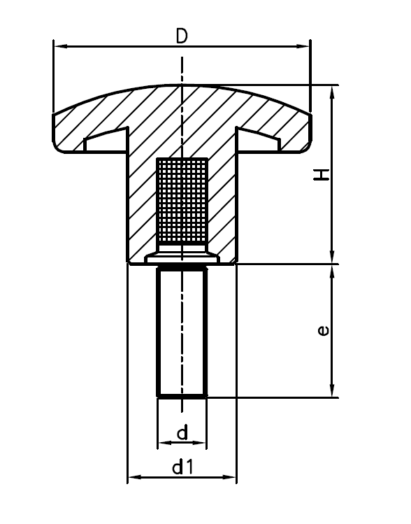 Star Knob, glass fiber reinforced polyamide, male thread M8, D=33 mm, H=22mm