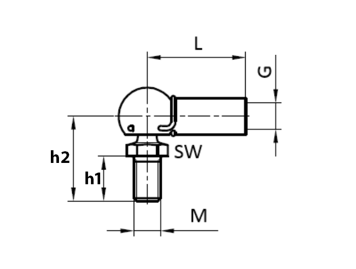 End Fitting, angle joint, steel, M8, L = 30 mm