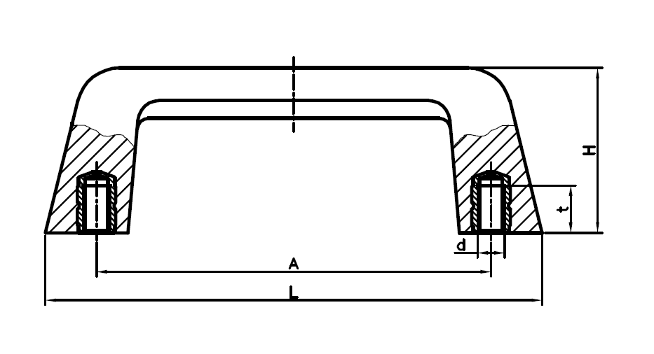 Bridge handle, duroplast, L=165, B=32,7, H=55