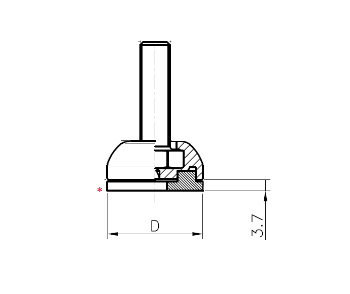 Non-slip rubber pad, nbr, diameter = 40mm, height = 3,7mm