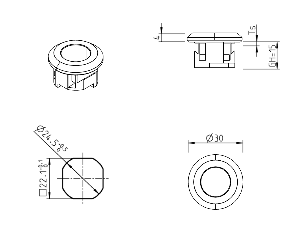 Housing for quick mounting, glass fiber reinforced polyamide, series 1500, class IP65