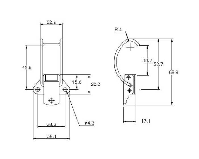 Toggle latch, stainless steel, L=68,9, B=38,1, H=25, not adjustable Toggle latch, stainless steel, L=68,9, B=38,1, H=25, not adjustable